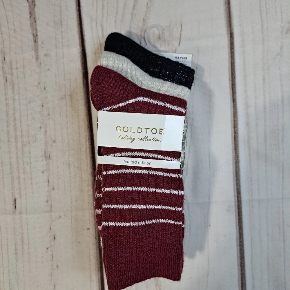 Goldtie Holiday Collection 3 Pair Ribbed Crew Sock